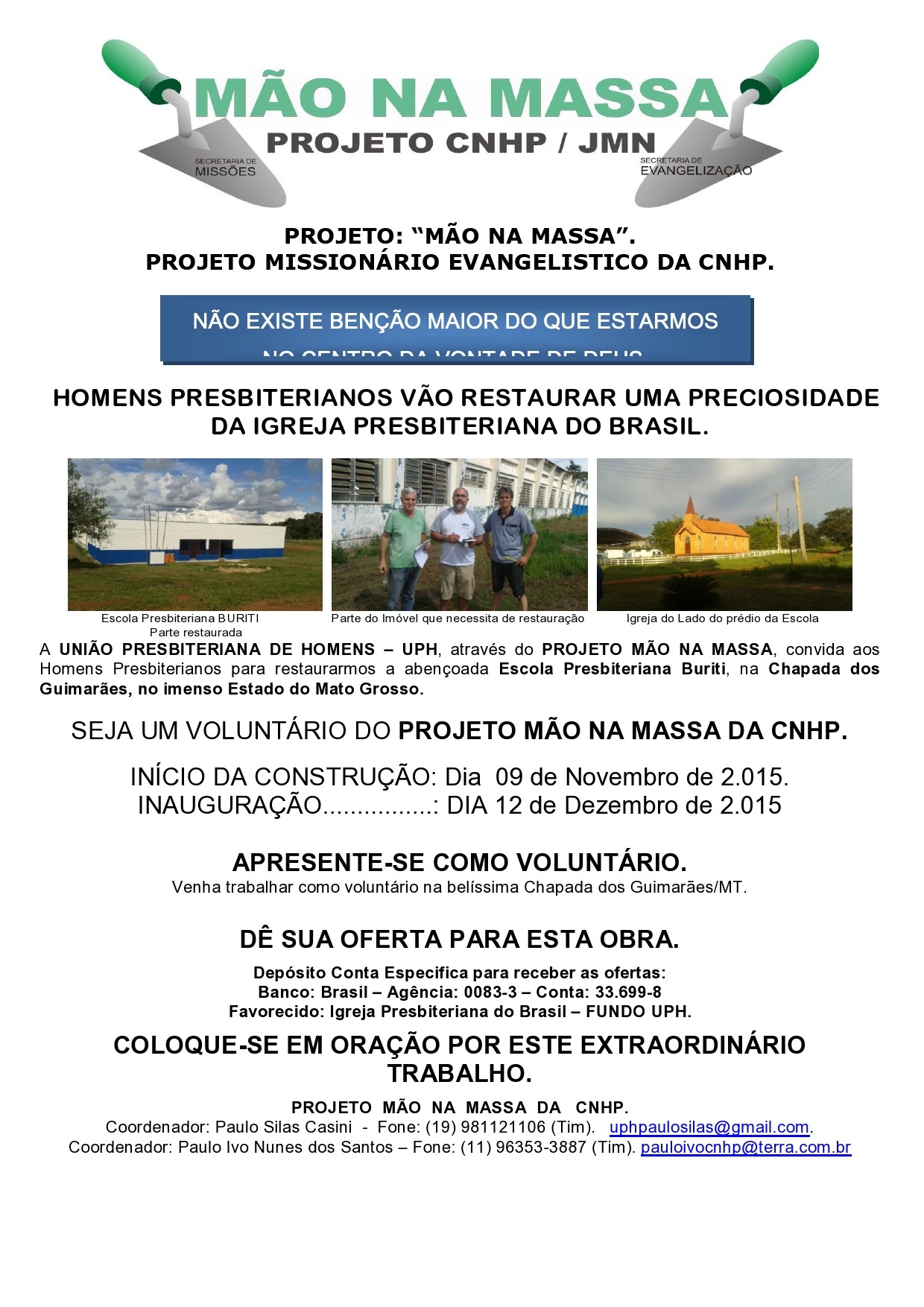 CAMPANHA FINANCEIRA DO PROJETO MÃO NA MASSA
