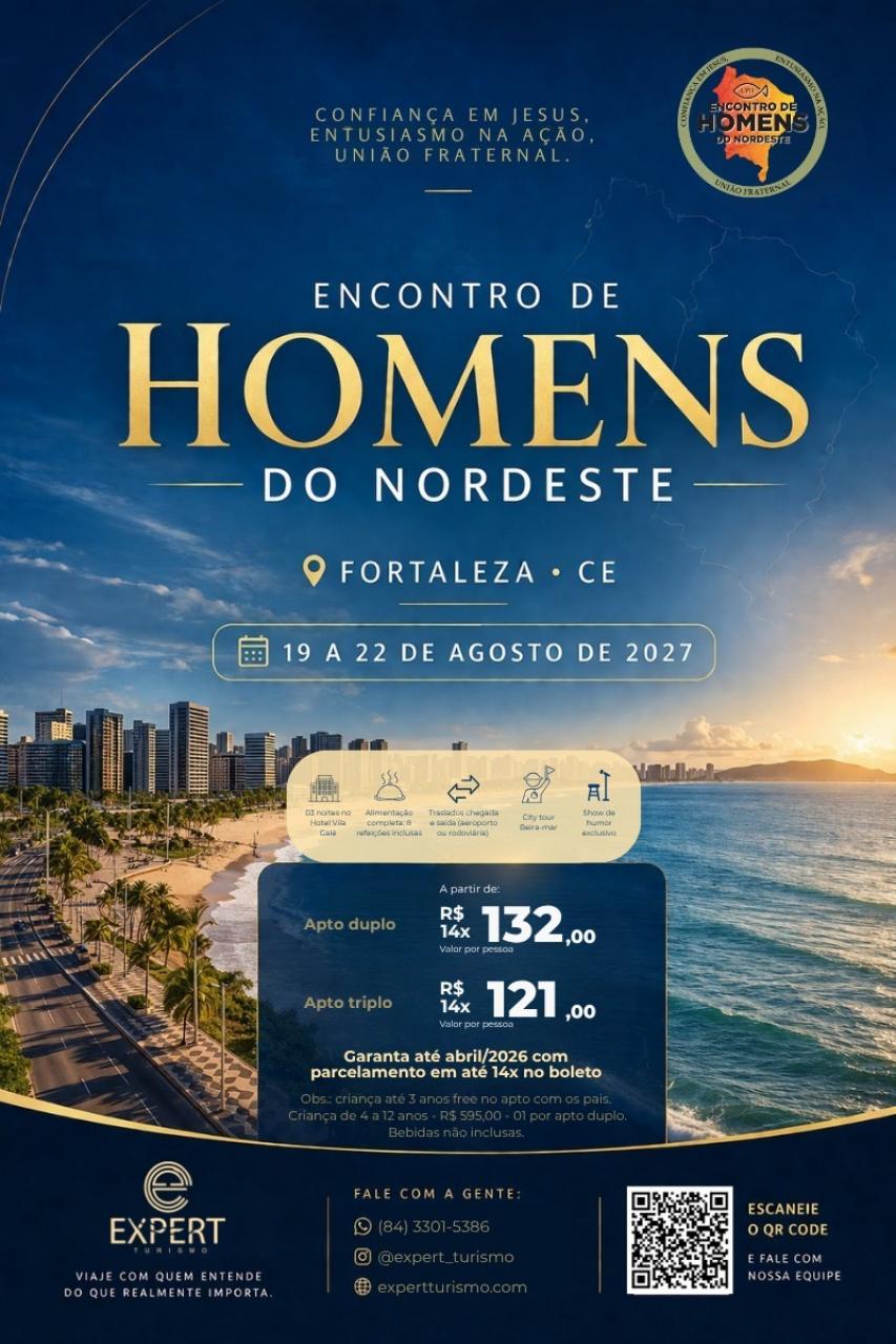 Encontro de Homens do Nordeste 2027 será realizado em Fortaleza