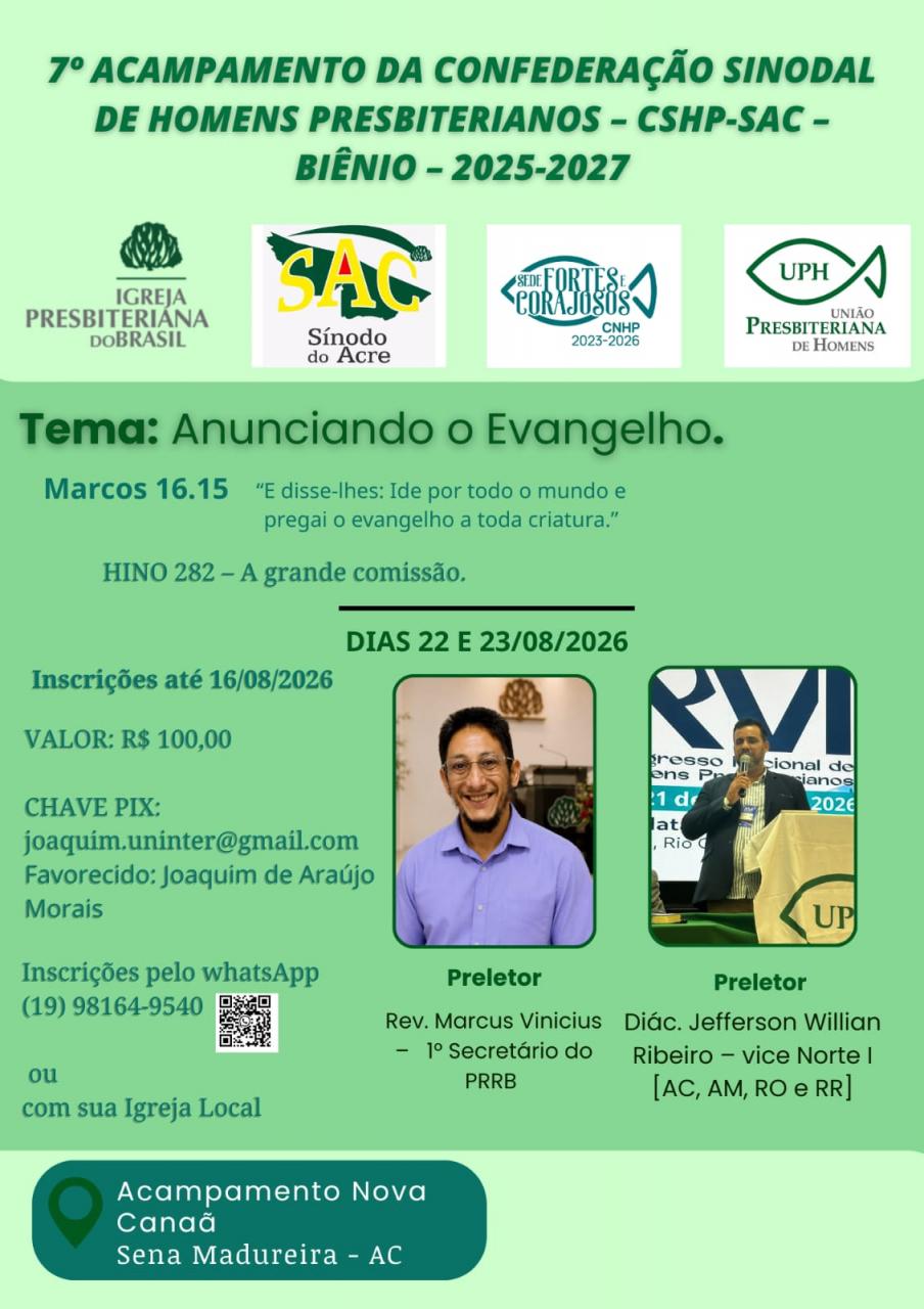 Homens presbiterianos do Acre se reúnem em acampamento